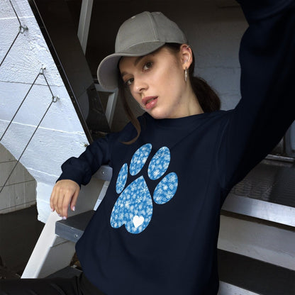Blue Snowflake Dog Paw Sweatshirt