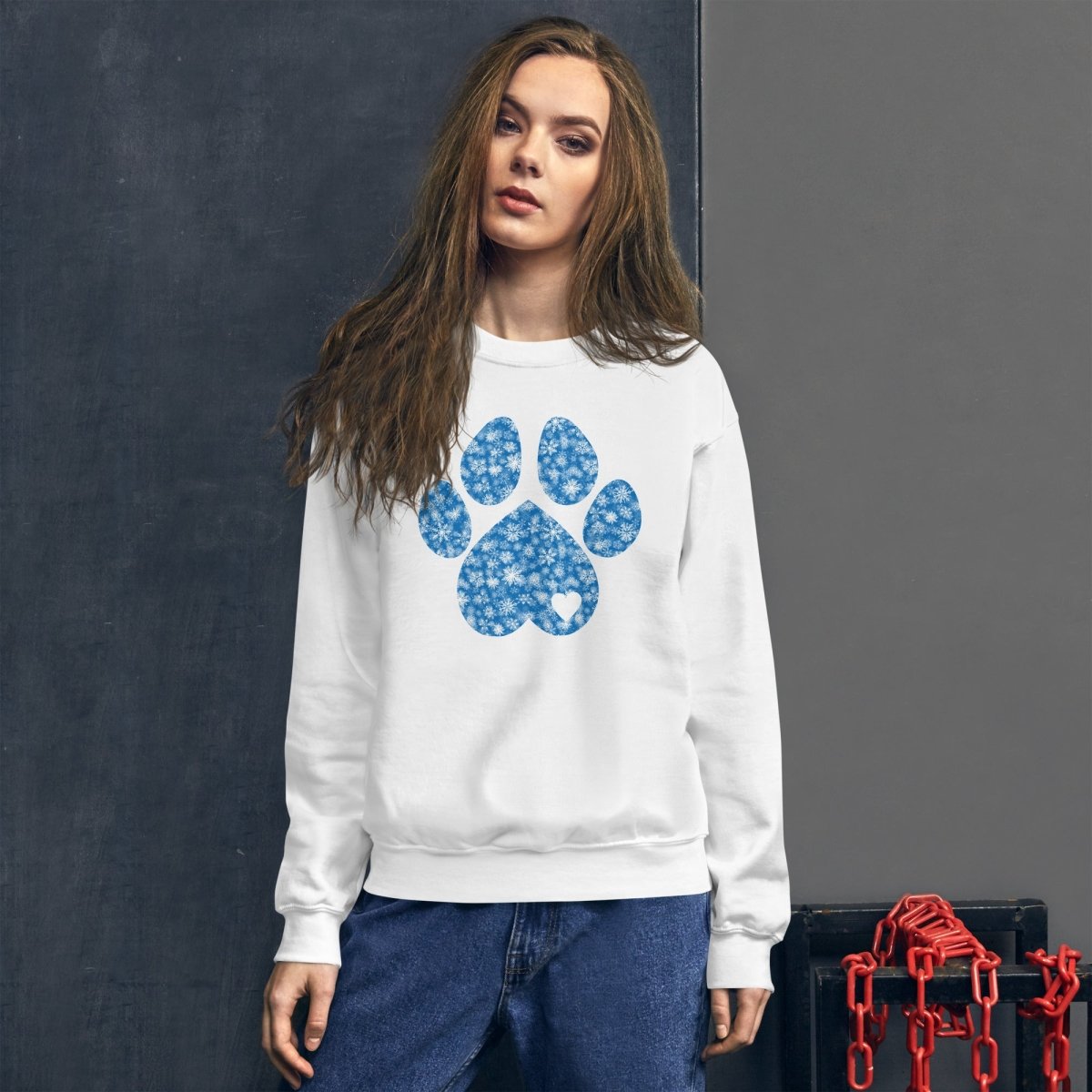 Blue Snowflake Dog Paw Sweatshirt
