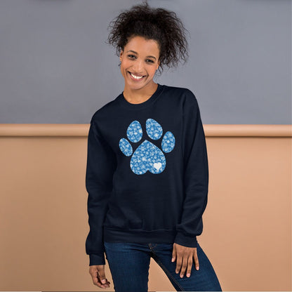 Blue Snowflake Dog Paw Sweatshirt