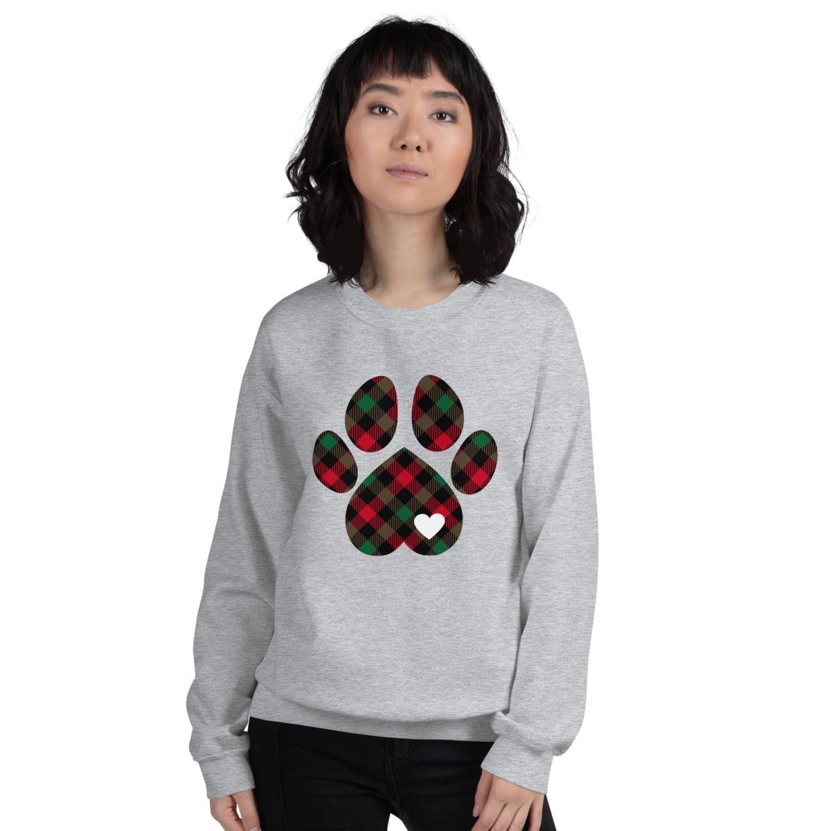 Christmas Plaid Dog Paw Sweatshirt