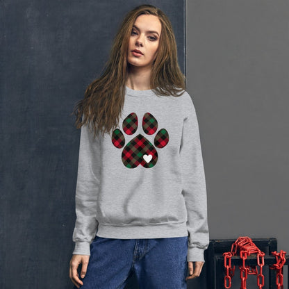 Christmas Plaid Dog Paw Sweatshirt