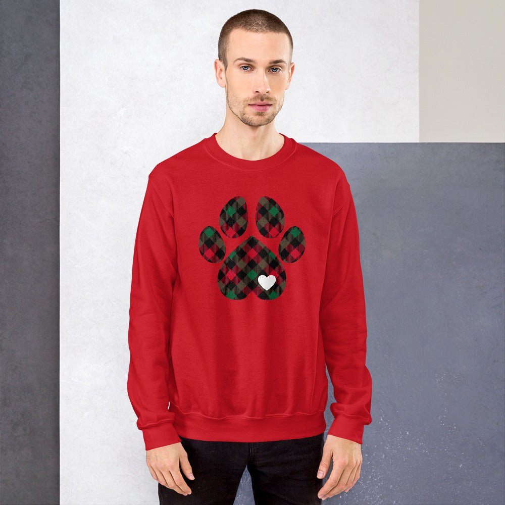 Christmas Plaid Dog Paw Sweatshirt