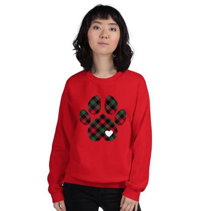 Christmas Plaid Dog Paw Sweatshirt
