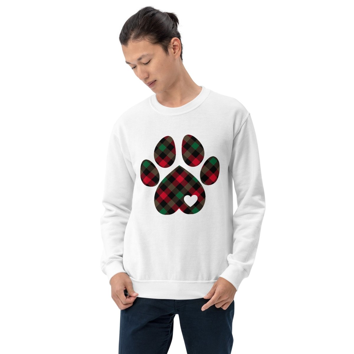 Christmas Plaid Dog Paw Sweatshirt