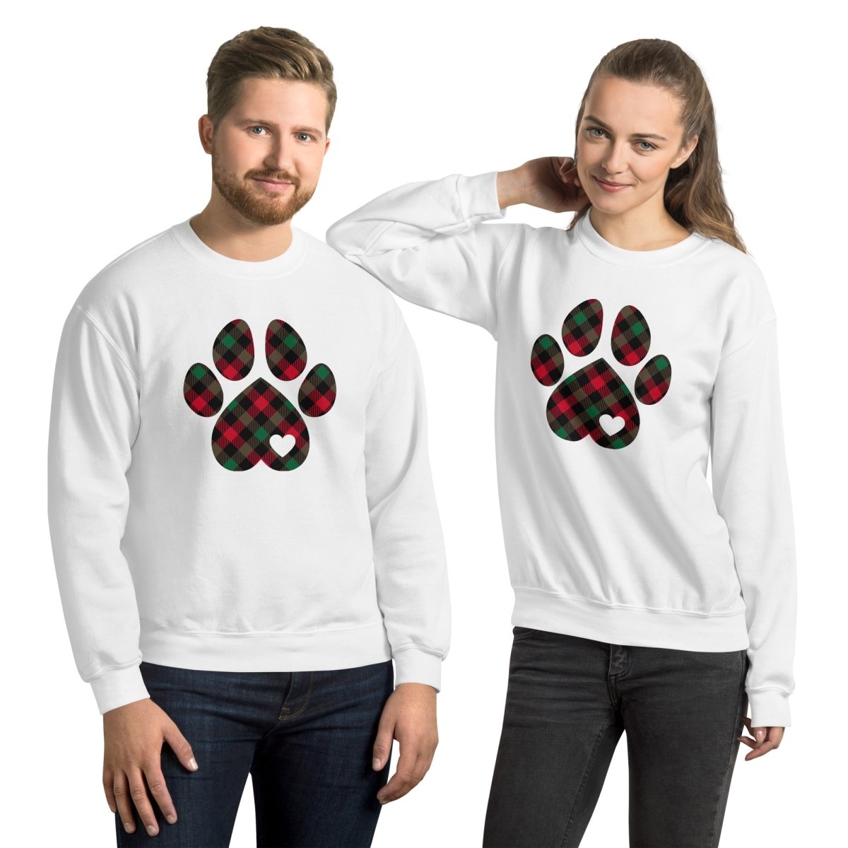 Christmas Plaid Dog Paw Sweatshirt