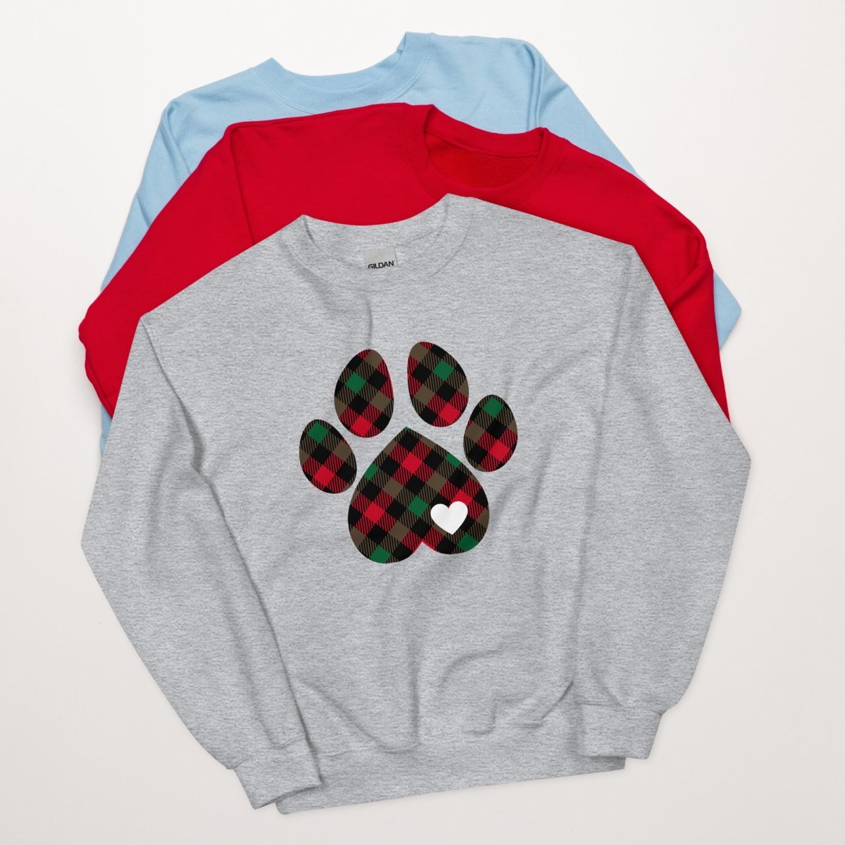 Christmas Plaid Dog Paw Sweatshirt