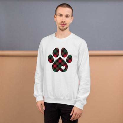 Christmas Plaid Dog Paw Sweatshirt