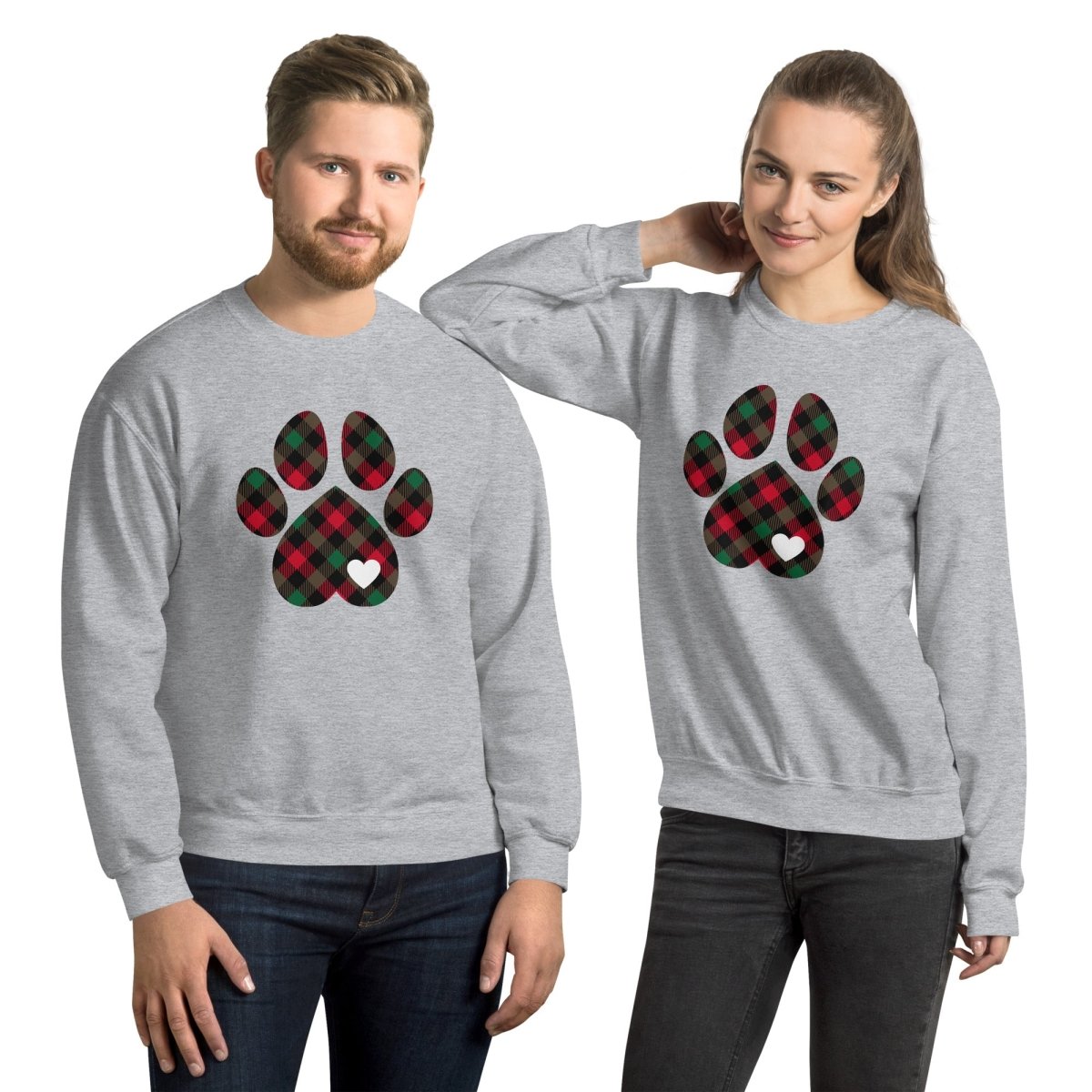 Christmas Plaid Dog Paw Sweatshirt