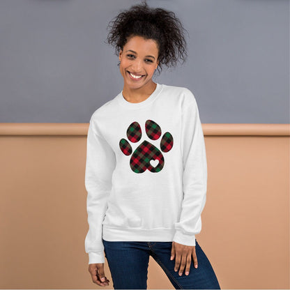 Christmas Plaid Dog Paw Sweatshirt