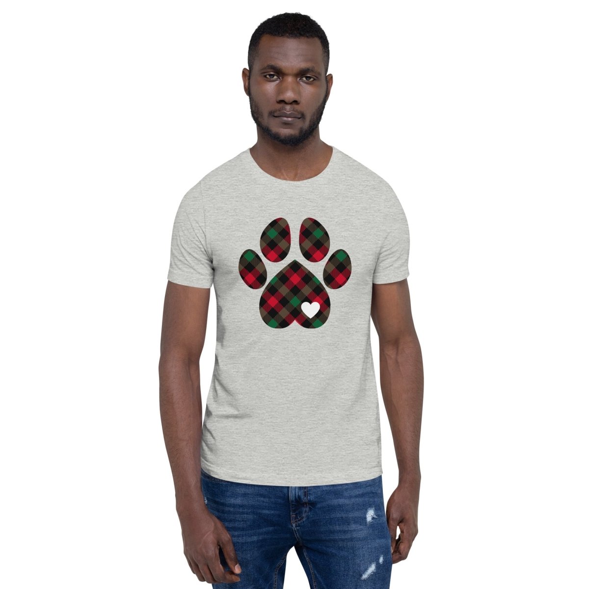 Christmas Plaid Dog Paw T-Shirt