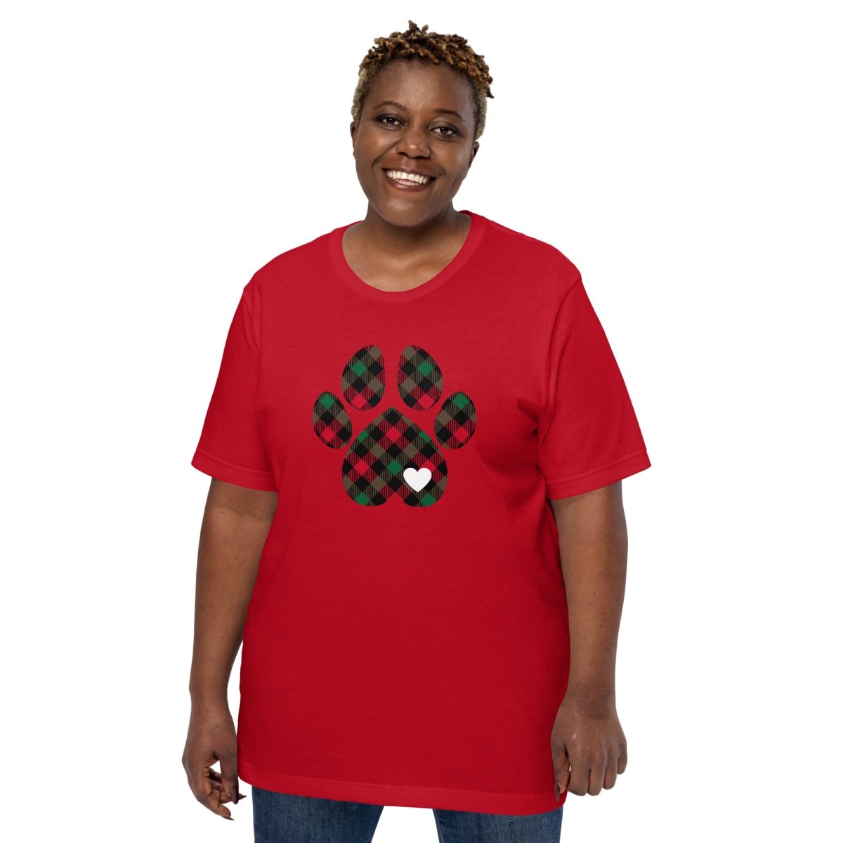Christmas Plaid Dog Paw T-Shirt