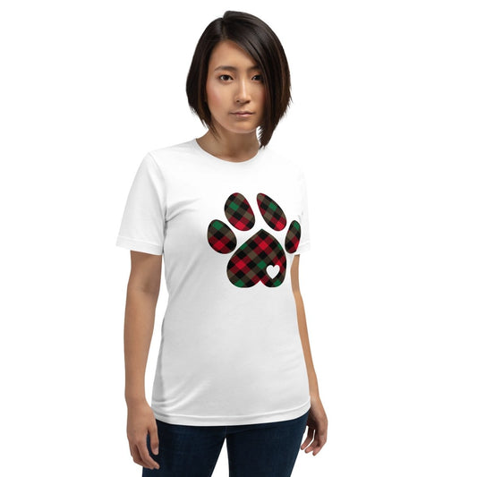 Christmas Plaid Dog Paw T-Shirt