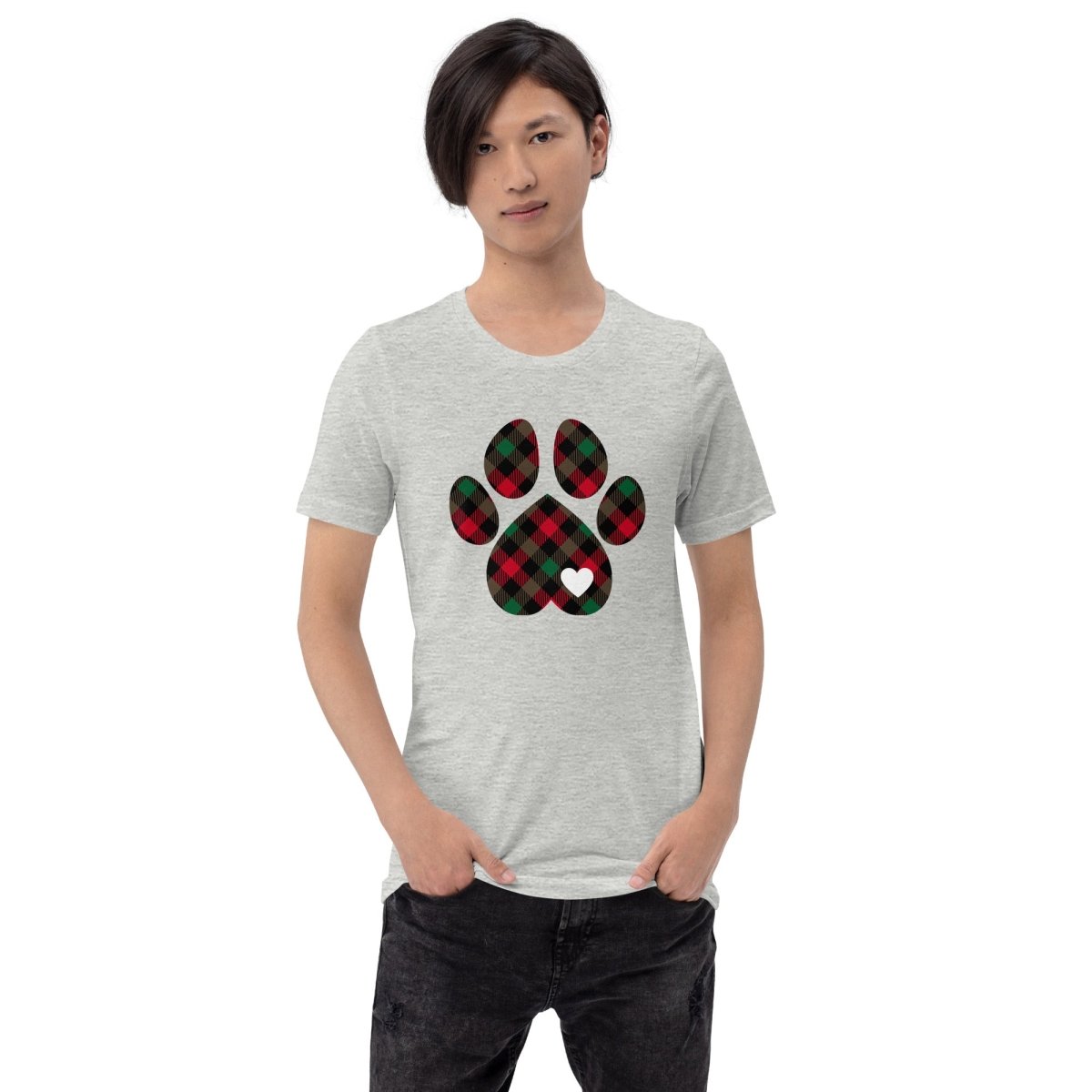 Christmas Plaid Dog Paw T-Shirt