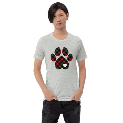 Christmas Plaid Dog Paw T-Shirt