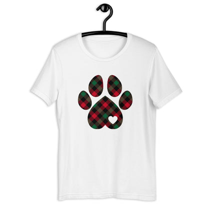 Christmas Plaid Dog Paw T-Shirt