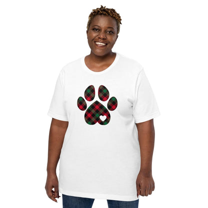 Christmas Plaid Dog Paw T-Shirt