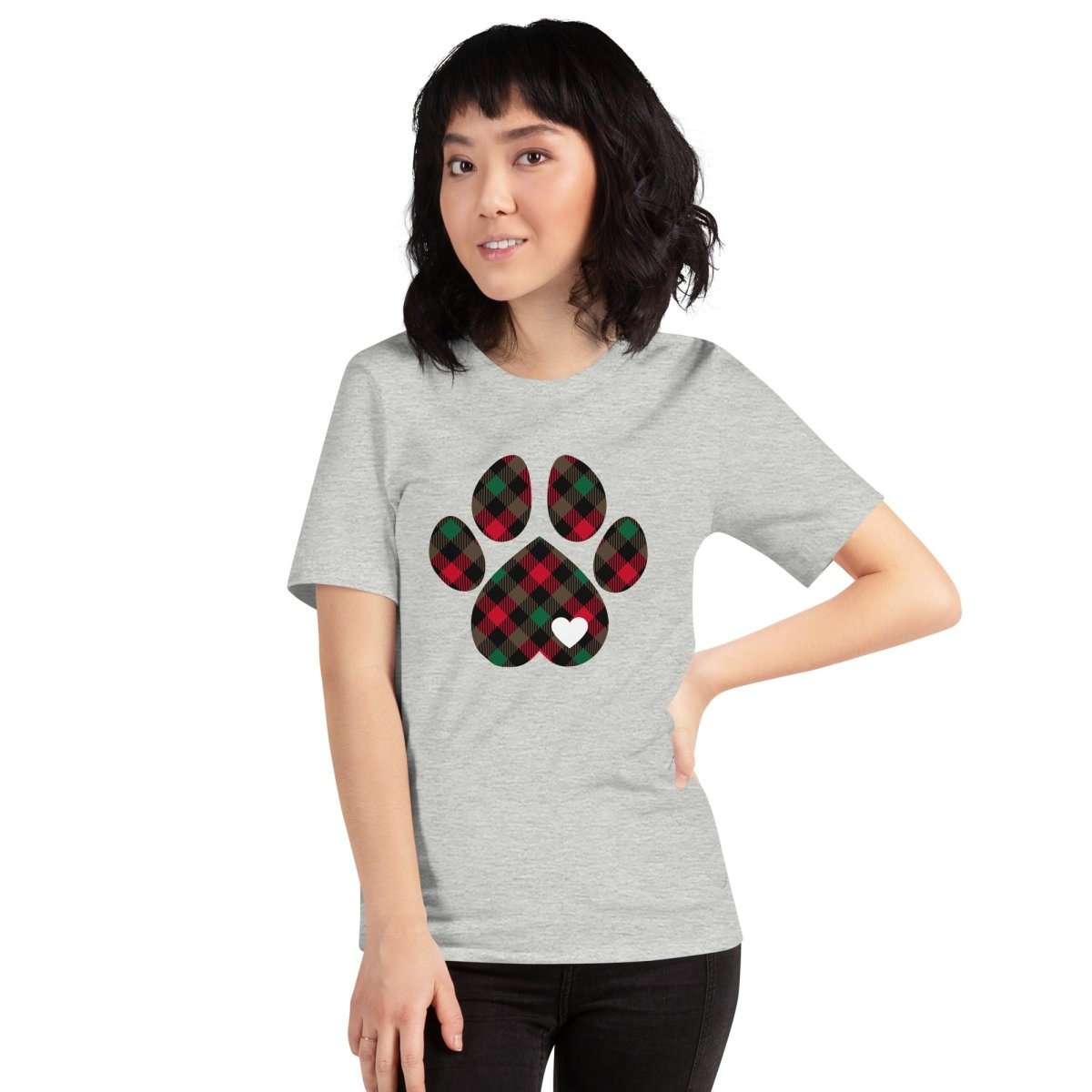 Christmas Plaid Dog Paw T-Shirt