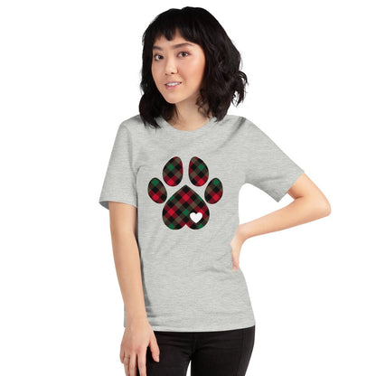 Christmas Plaid Dog Paw T-Shirt