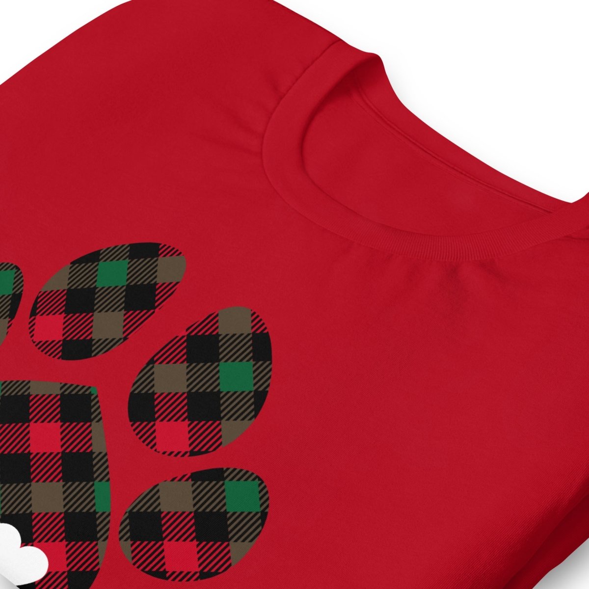 Christmas Plaid Dog Paw T-Shirt
