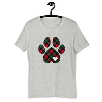 Christmas Plaid Dog Paw T-Shirt
