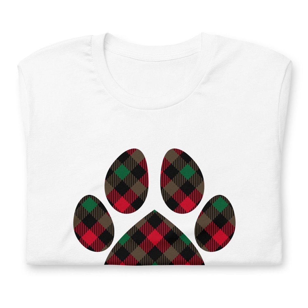 Christmas Plaid Dog Paw T-Shirt