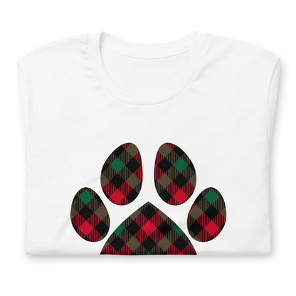 Christmas Plaid Dog Paw T-Shirt