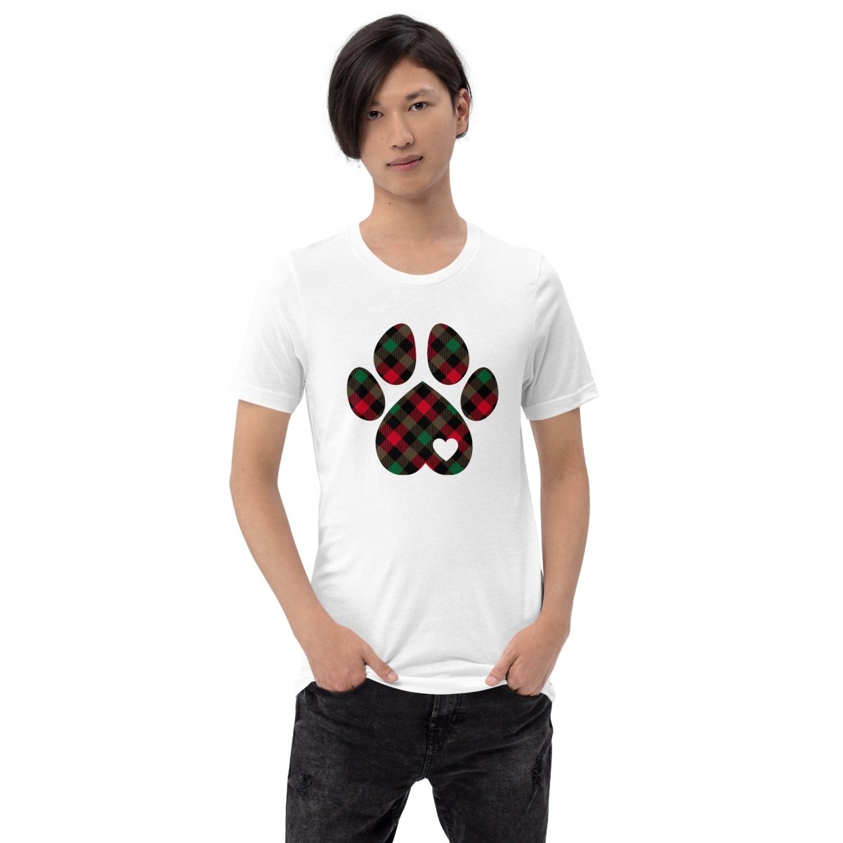 Christmas Plaid Dog Paw T-Shirt