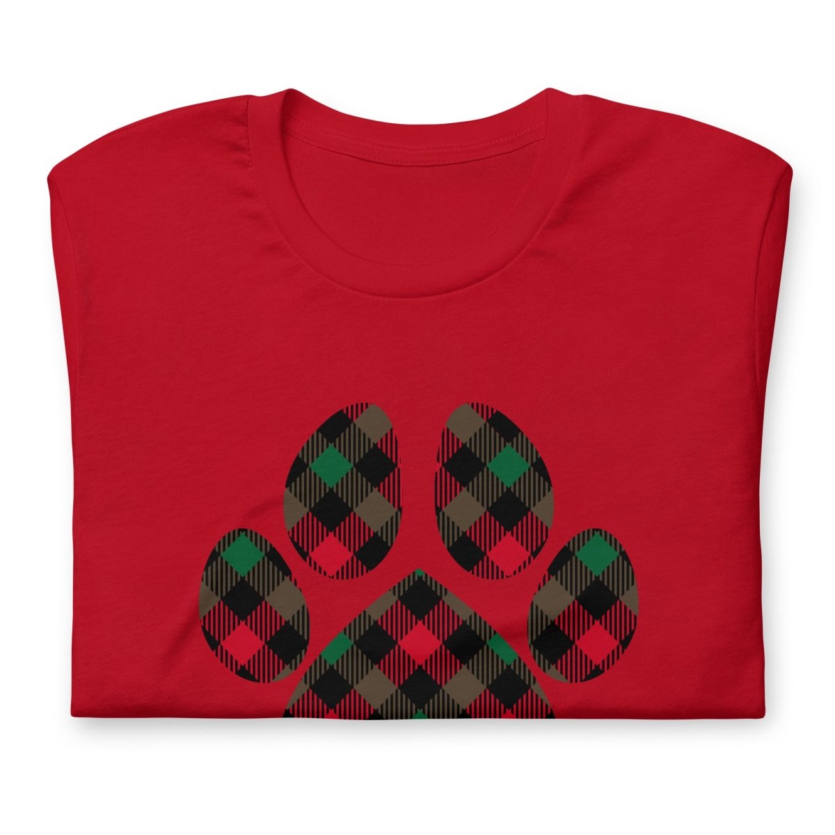 Christmas Plaid Dog Paw T-Shirt