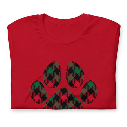 Christmas Plaid Dog Paw T-Shirt