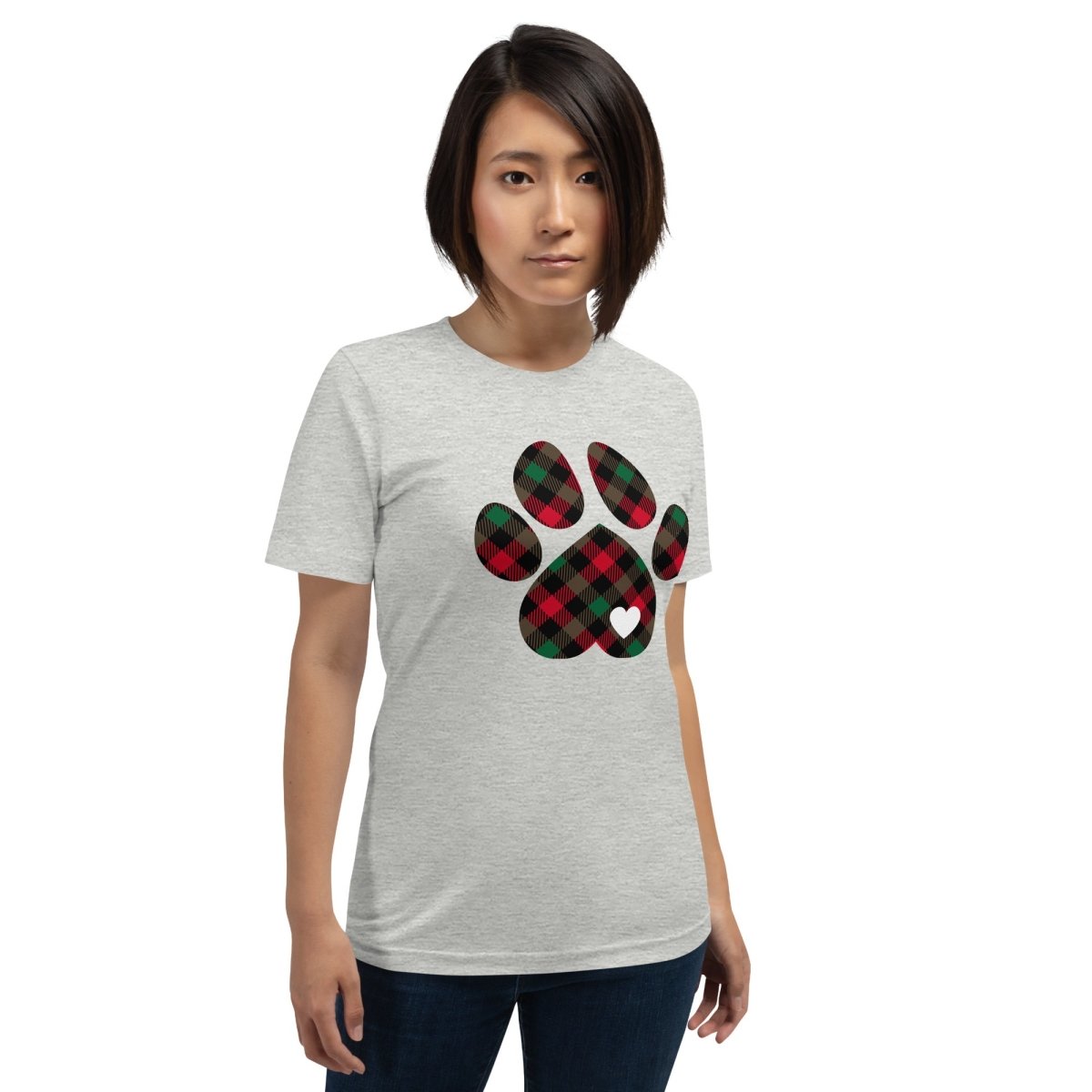 Christmas Plaid Dog Paw T-Shirt