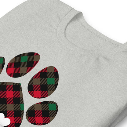 Christmas Plaid Dog Paw T-Shirt