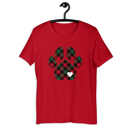 Christmas Plaid Dog Paw T-Shirt