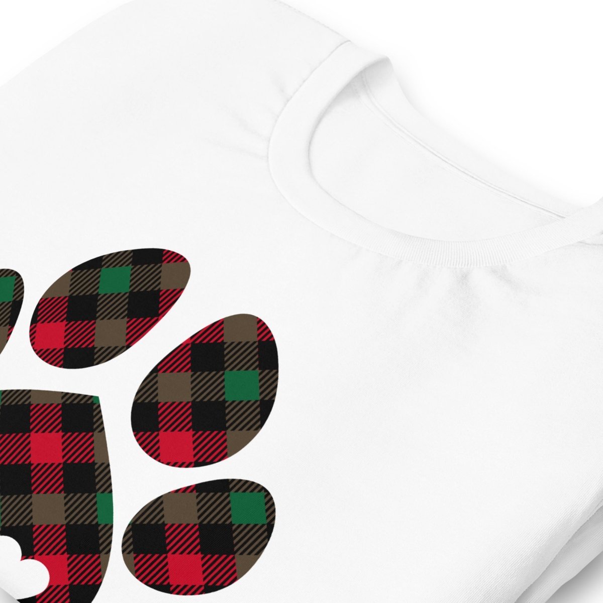 Christmas Plaid Dog Paw T-Shirt