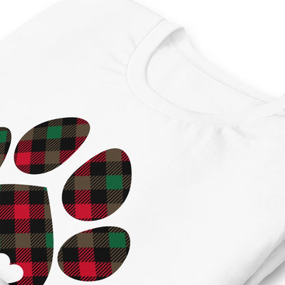 Christmas Plaid Dog Paw T-Shirt