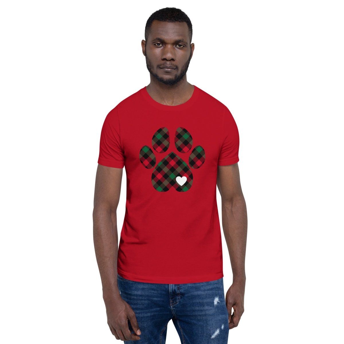 Christmas Plaid Dog Paw T-Shirt
