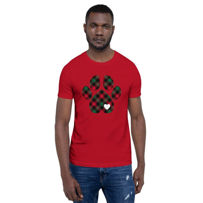 Christmas Plaid Dog Paw T-Shirt