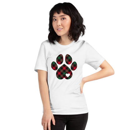 Christmas Plaid Dog Paw T-Shirt