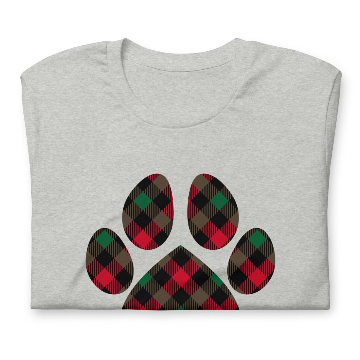 Christmas Plaid Dog Paw T-Shirt