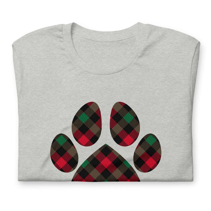 Christmas Plaid Dog Paw T-Shirt
