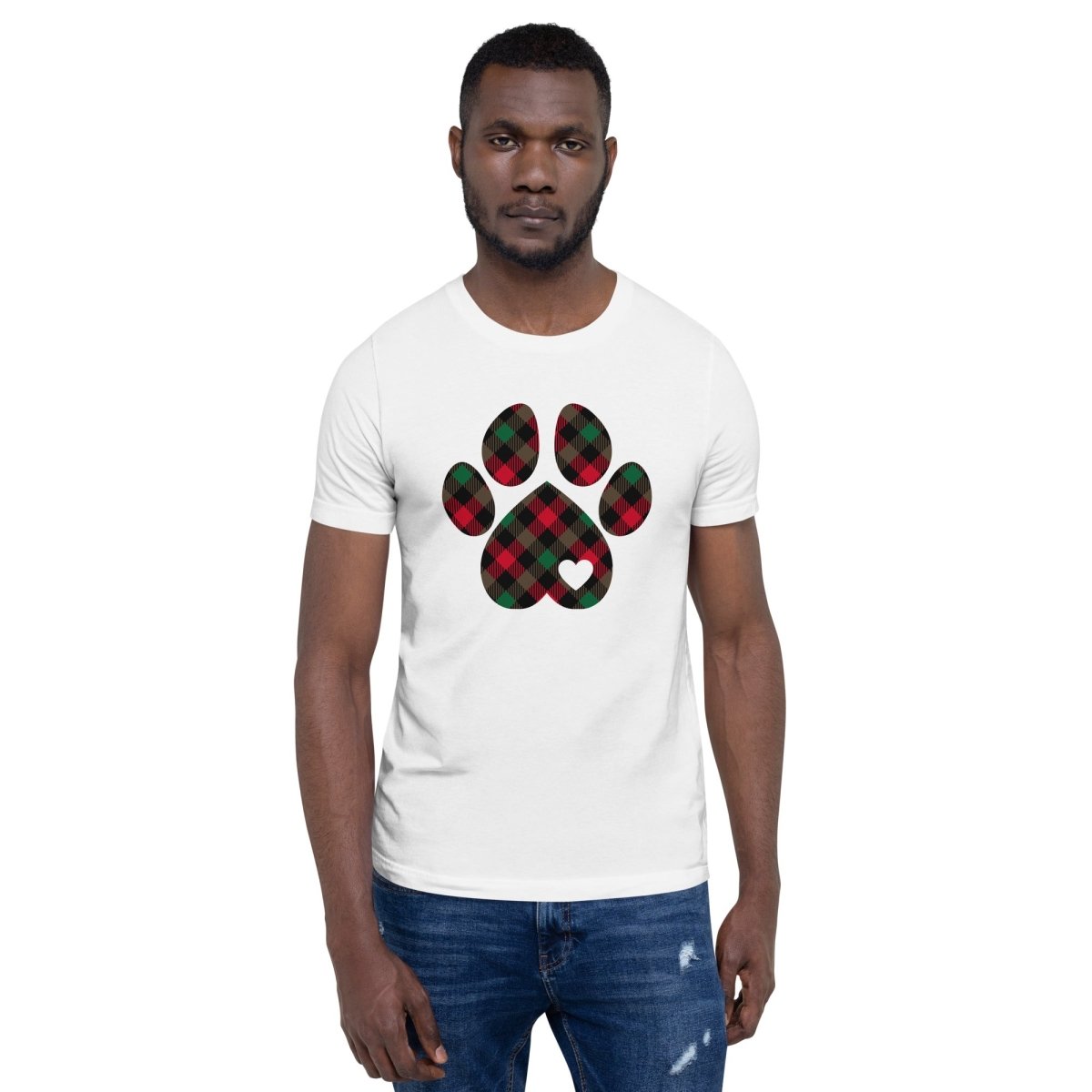 Christmas Plaid Dog Paw T-Shirt