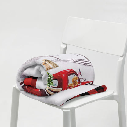 Dog Lovers Old Fashioned Christmas Throw Blanket