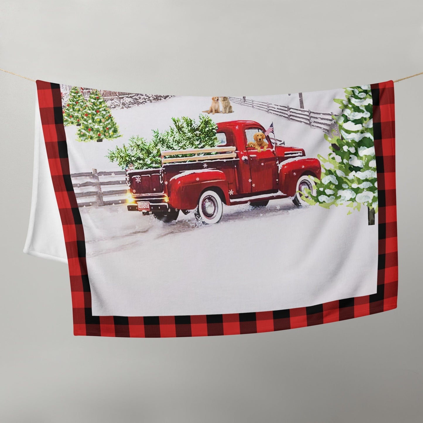 Dog Lovers Old Fashioned Christmas Throw Blanket