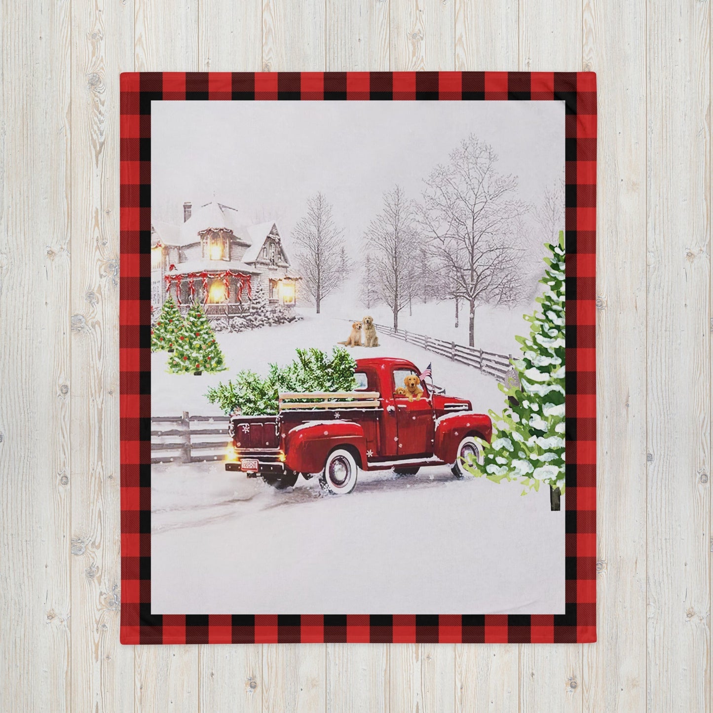 Dog Lovers Old Fashioned Christmas Throw Blanket