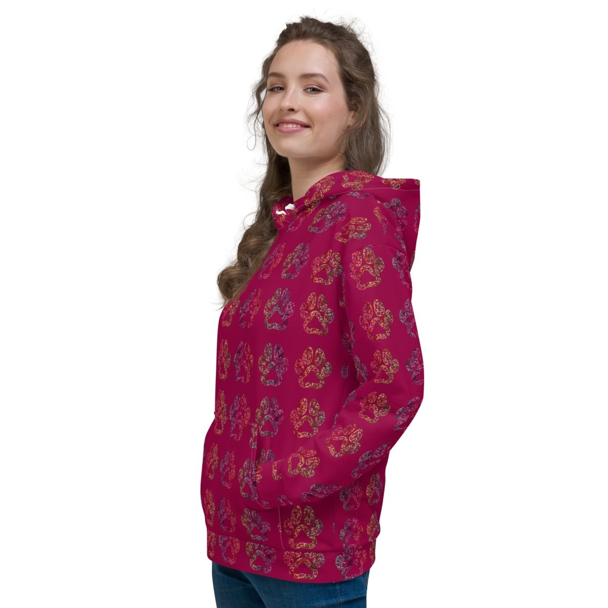 Dog Mom Burgundy Paw Prints Hoodie
