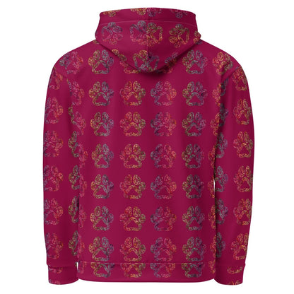 Dog Mom Burgundy Paw Prints Hoodie