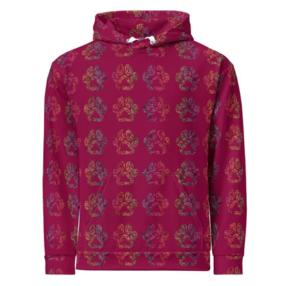 Dog Mom Burgundy Paw Prints Hoodie