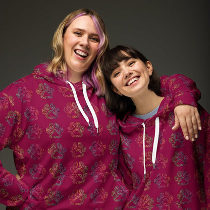 Dog Mom Burgundy Paw Prints Hoodie