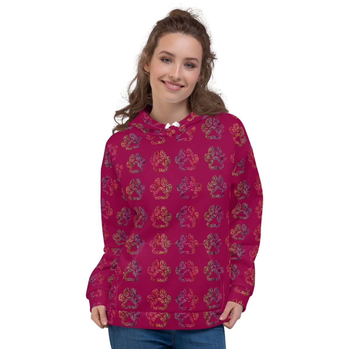 Dog Mom Burgundy Paw Prints Hoodie