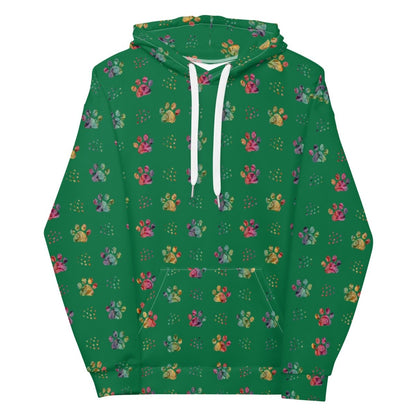 Dog Mom Green Paw Prints Hoodie