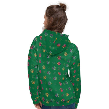 Dog Mom Green Paw Prints Hoodie